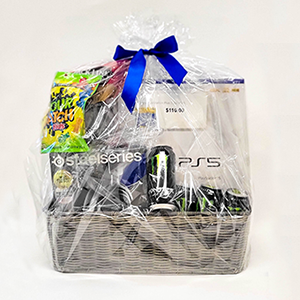 Basket with gaming items