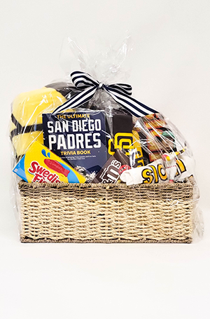 Basket with San Diego Padres items