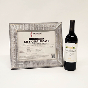 Wine certificate and bottle