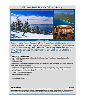 Voucher for trip to Tahoe